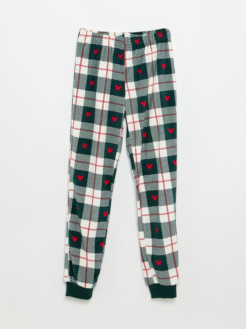 Pijama 'Disney' 'Mickey' de 2 piezas de forro polar - Camiseta de manga larga + pantalón Verde oscuro - Kiabi