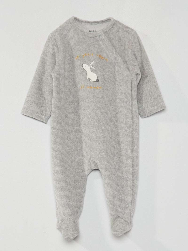 Pijama efecto aterciopelado 'conejo' GRIS - Kiabi