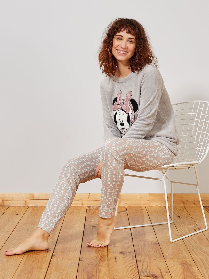 Pijama en dos materiales 'Minnie' GRIS - Kiabi