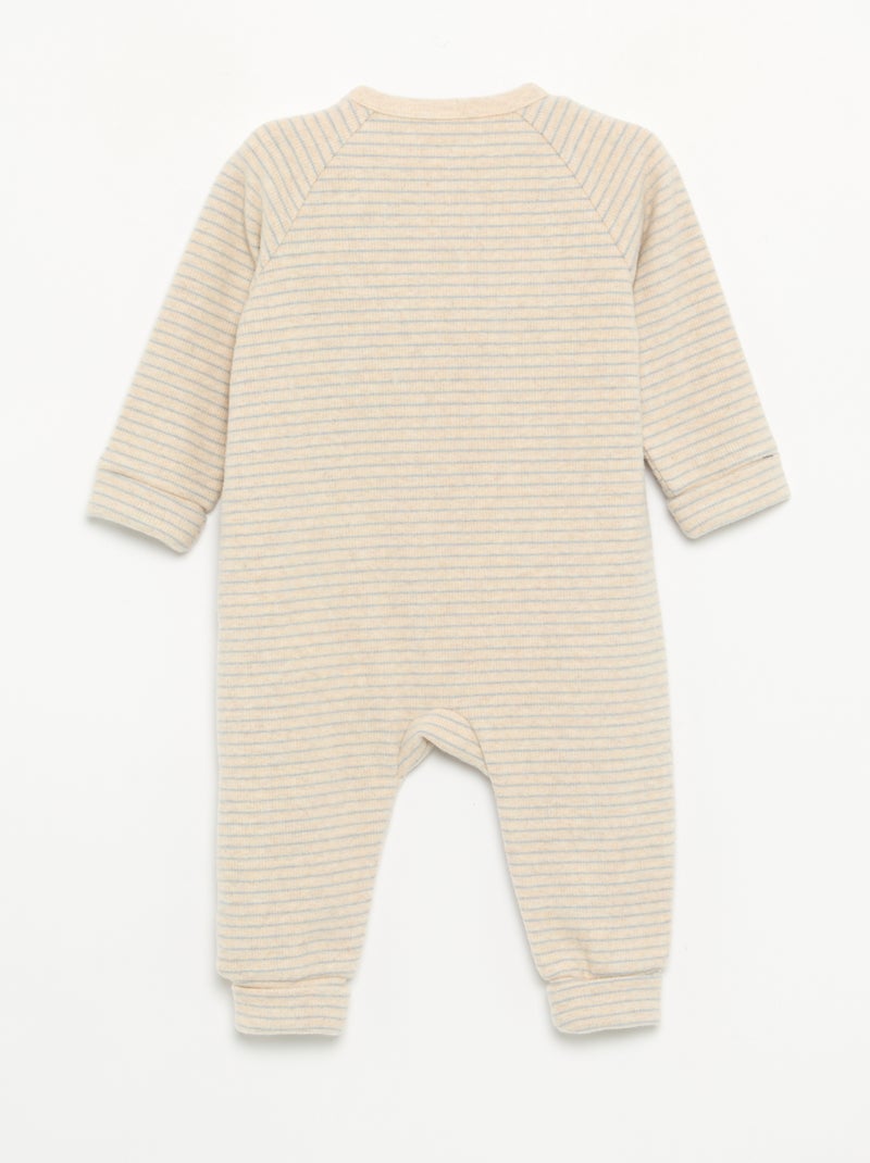 Pijama entero de terciopelo de manga larga y sin pies Beige - Kiabi