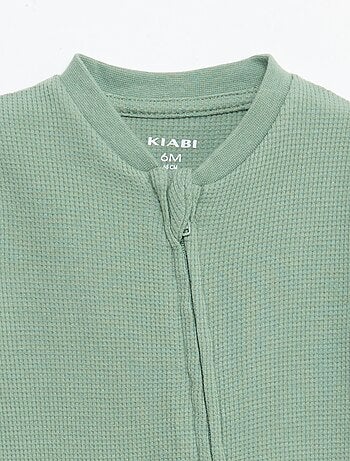 Pijama entero estilo nido de abeja liso con cremallera