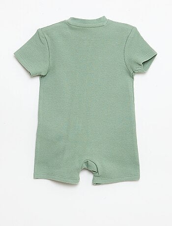 Pijama entero estilo nido de abeja liso con cremallera