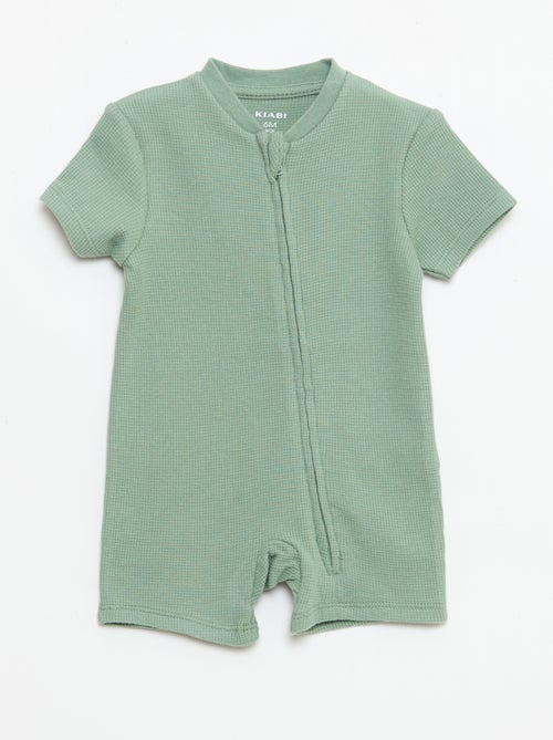 Pijama entero estilo nido de abeja liso con cremallera - Kiabi
