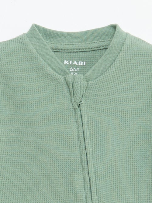 Pijama entero estilo nido de abeja liso con cremallera - Kiabi