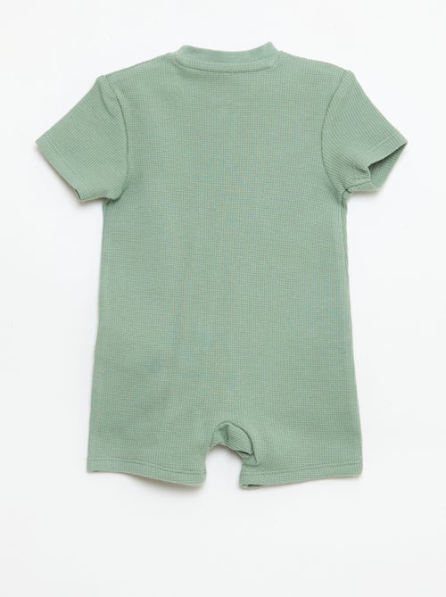 Pijama entero estilo nido de abeja liso con cremallera - Kiabi