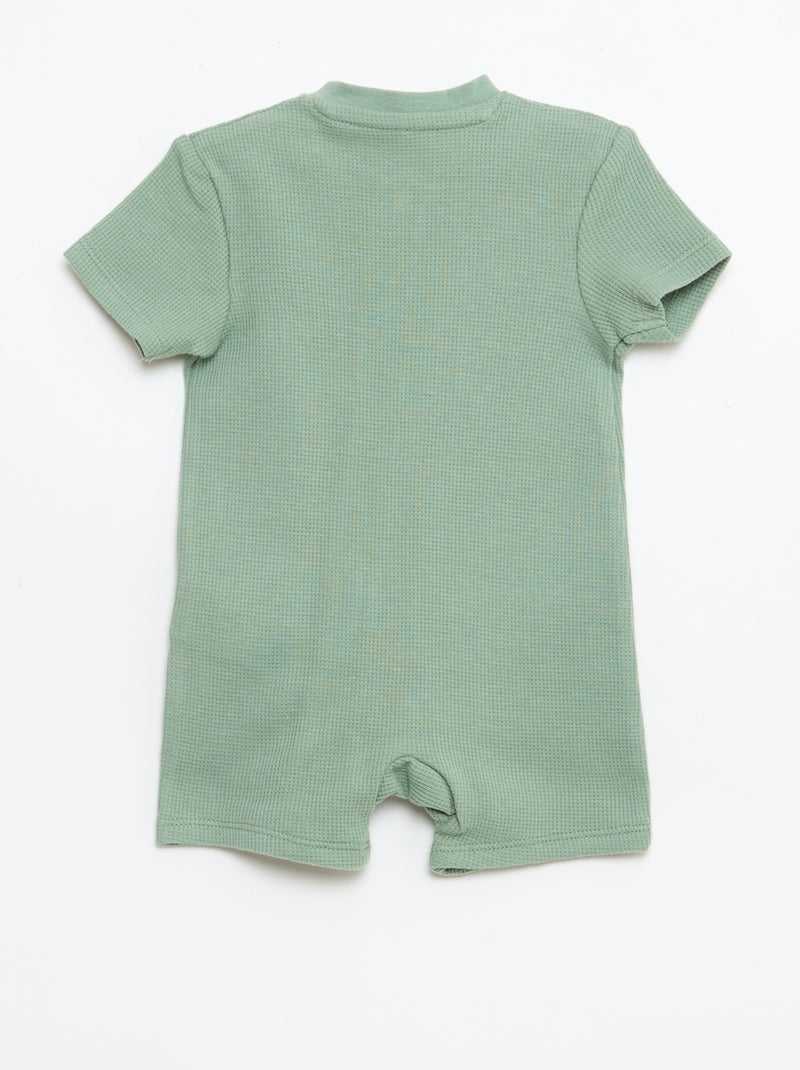 Pijama entero estilo nido de abeja liso con cremallera Verde - Kiabi