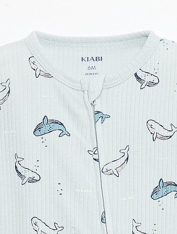 Pijama entero ligero con cremallera y estampado total de manga corta