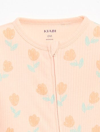 Pijama entero ligero con cremallera y estampado total de manga corta