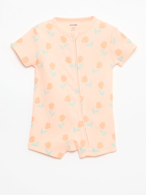 Pijama entero ligero con cremallera y estampado total de manga corta - Kiabi