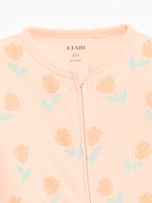 Pijama entero ligero con cremallera y estampado total de manga corta - Kiabi