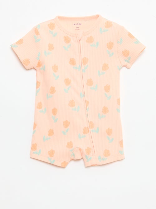 Pijama entero ligero con cremallera y estampado total de manga corta - Kiabi