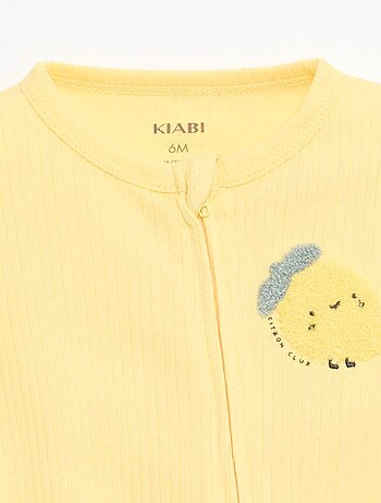 Pijama entero ligero con cremallera y estampado total de manga corta