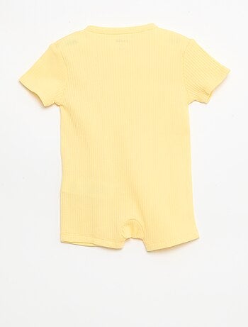 Pijama entero ligero con cremallera y estampado total de manga corta