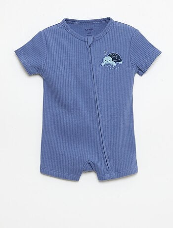 Pijama entero ligero con cremallera y estampado total de manga corta