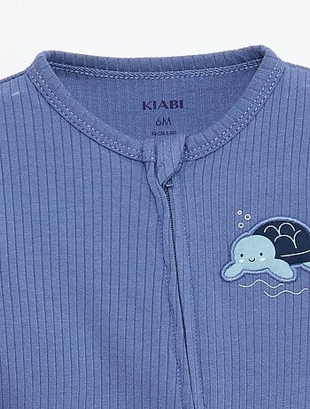 Pijama entero ligero con cremallera y estampado total de manga corta