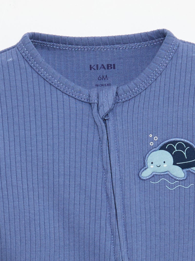 Pijama entero ligero con cremallera y mangas cortas Azul - Kiabi