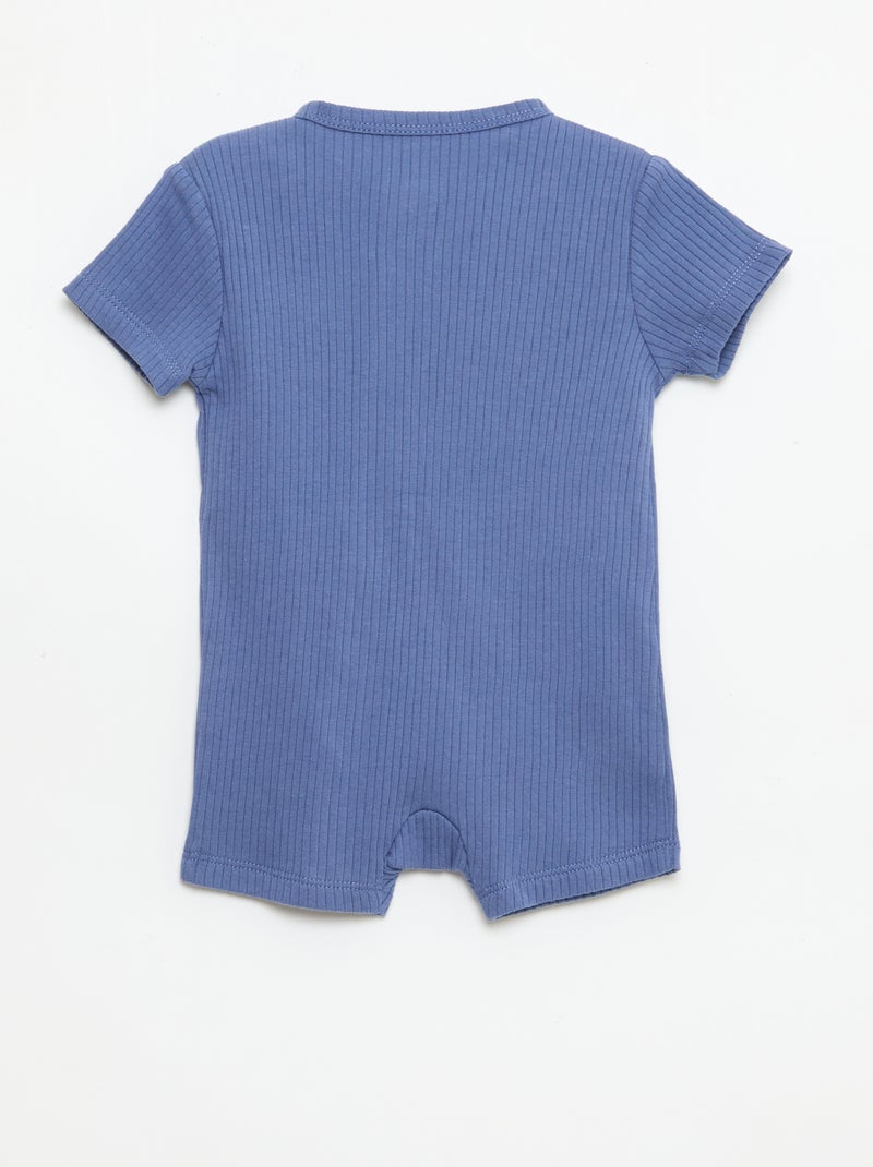 Pijama entero ligero con cremallera y mangas cortas Azul - Kiabi