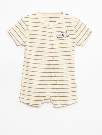 Pijama entero ligero con cremallera y estampado total de manga corta