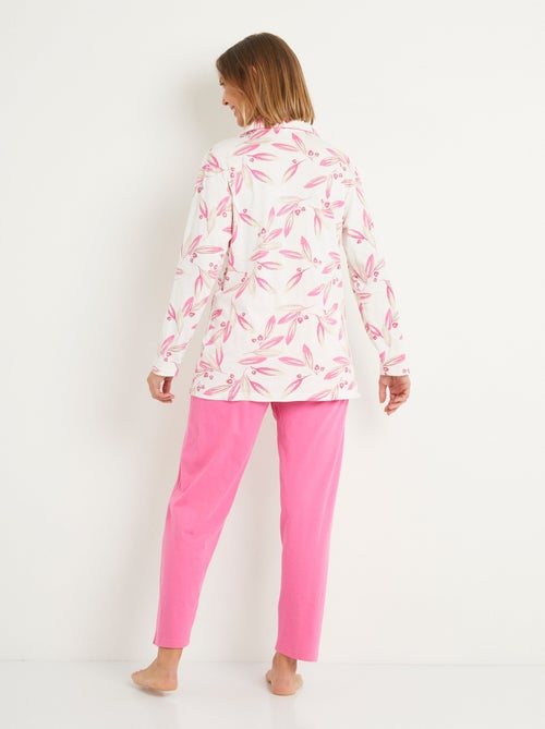 Pijama estampado chaqueta abotonada de algodón - Afibel - Kiabi