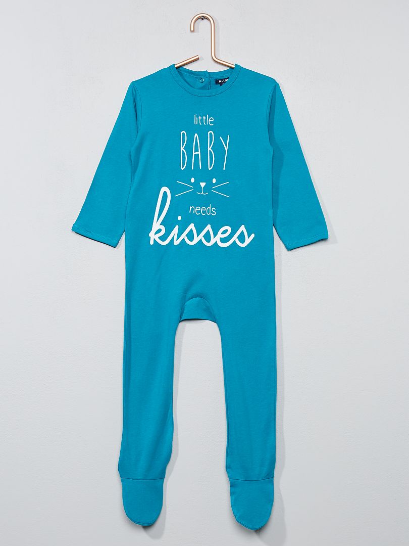 Pijama estampado con pies azul verde - Kiabi