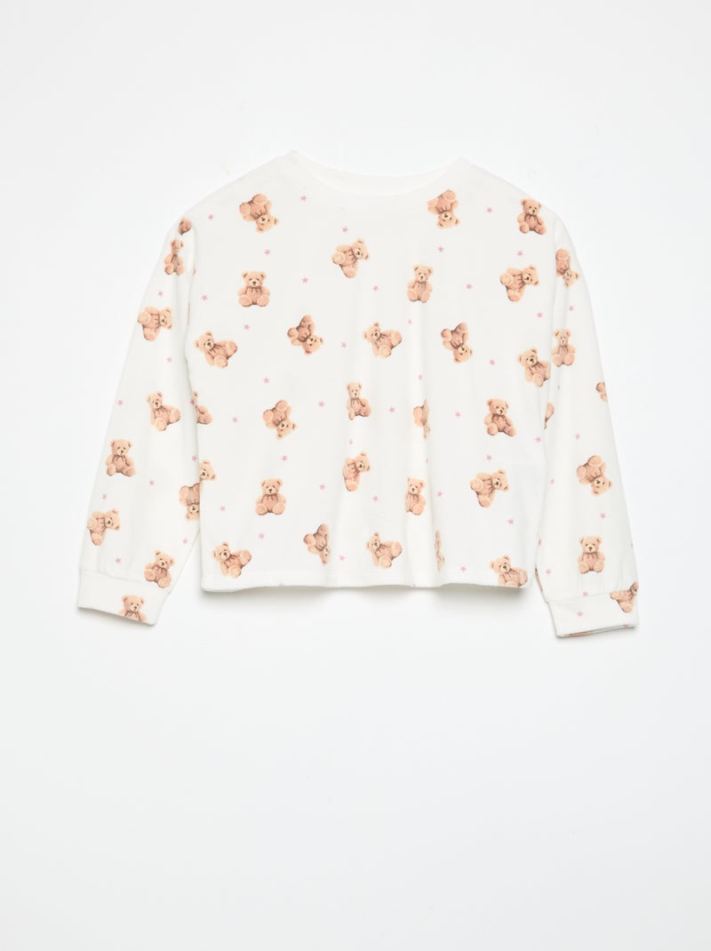 Pijama estampado de 2 piezas - Sudadera + pantalón Crudo - Kiabi