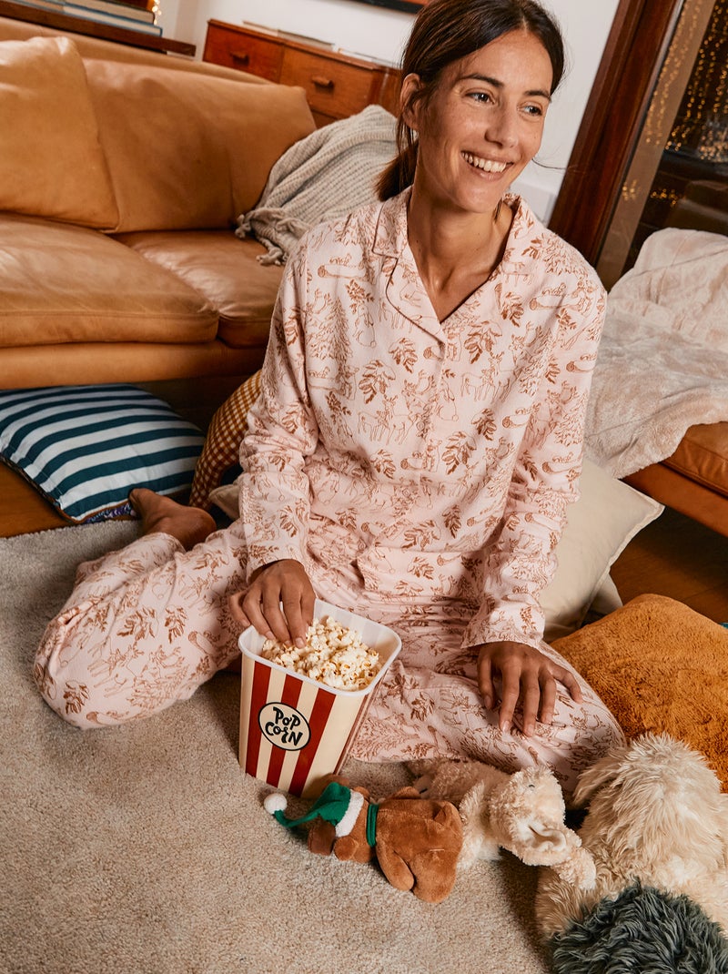Pijama estampado de franela ROSA - Kiabi