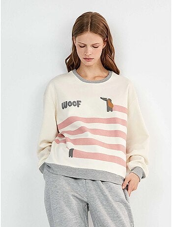 Pijama estampado en tejido de felpa elástica