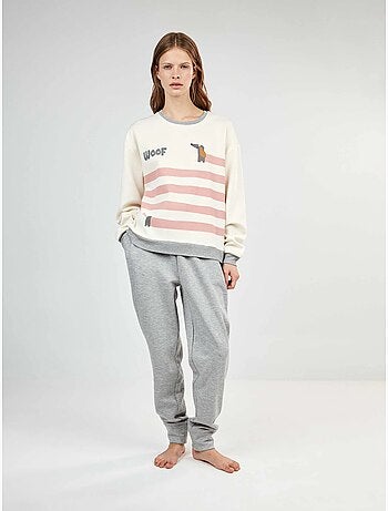 Pijama estampado en tejido de felpa elástica