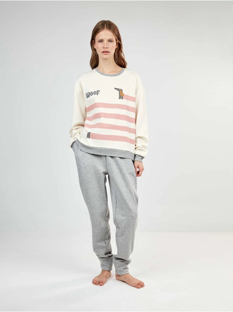 Pijama estampado en tejido de felpa elástica Multicolor - Kiabi