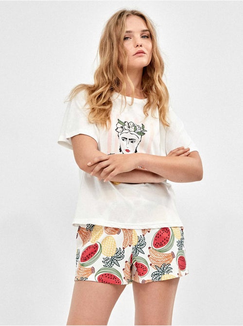 Pijama estampado frida kahlo en 100% algodón - Kiabi Pijama estampado frida kahlo en 100% algodón - Kiabi