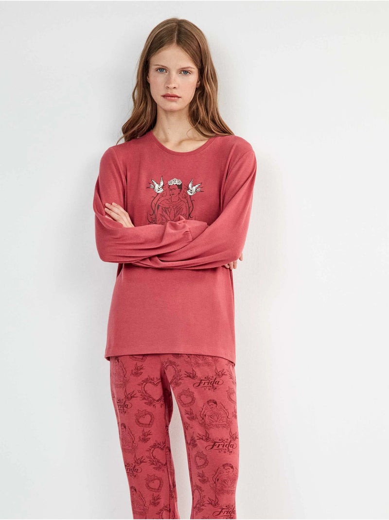Pijama frida kahlo con pantalón estampado étnico Rosa - Kiabi