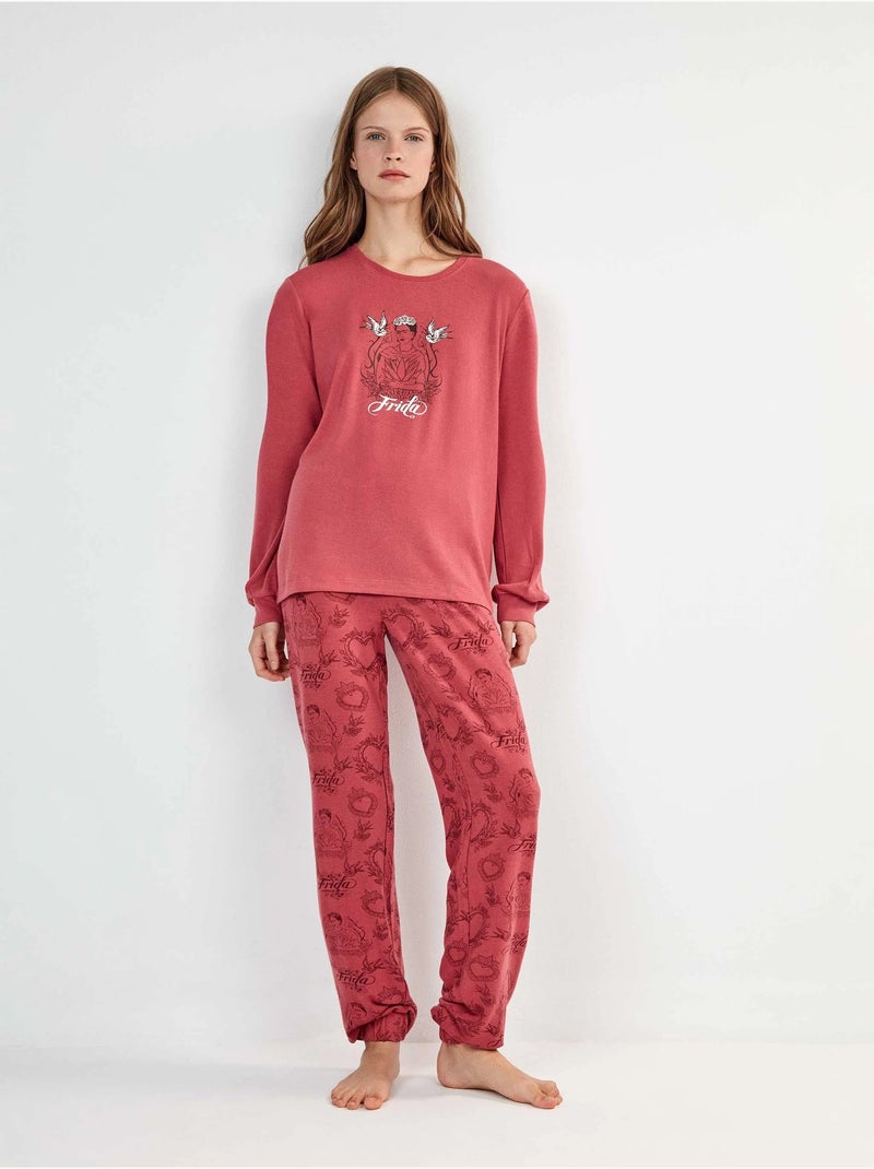 Pijama frida kahlo con pantalón estampado étnico Rosa - Kiabi