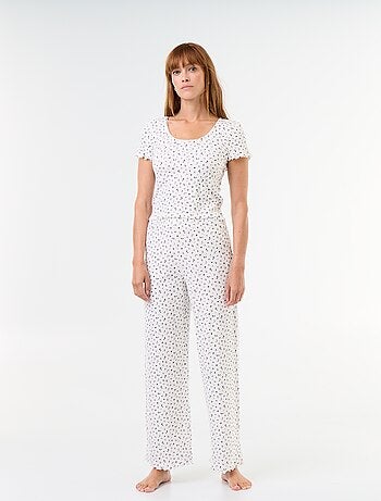 Pijama gofrado camiseta + pantalón estampado - 2 piezas