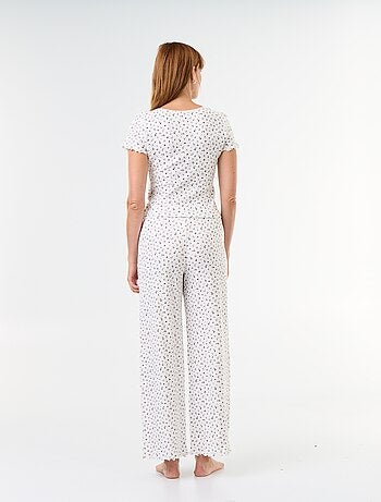 Pijama gofrado camiseta + pantalón estampado - 2 piezas