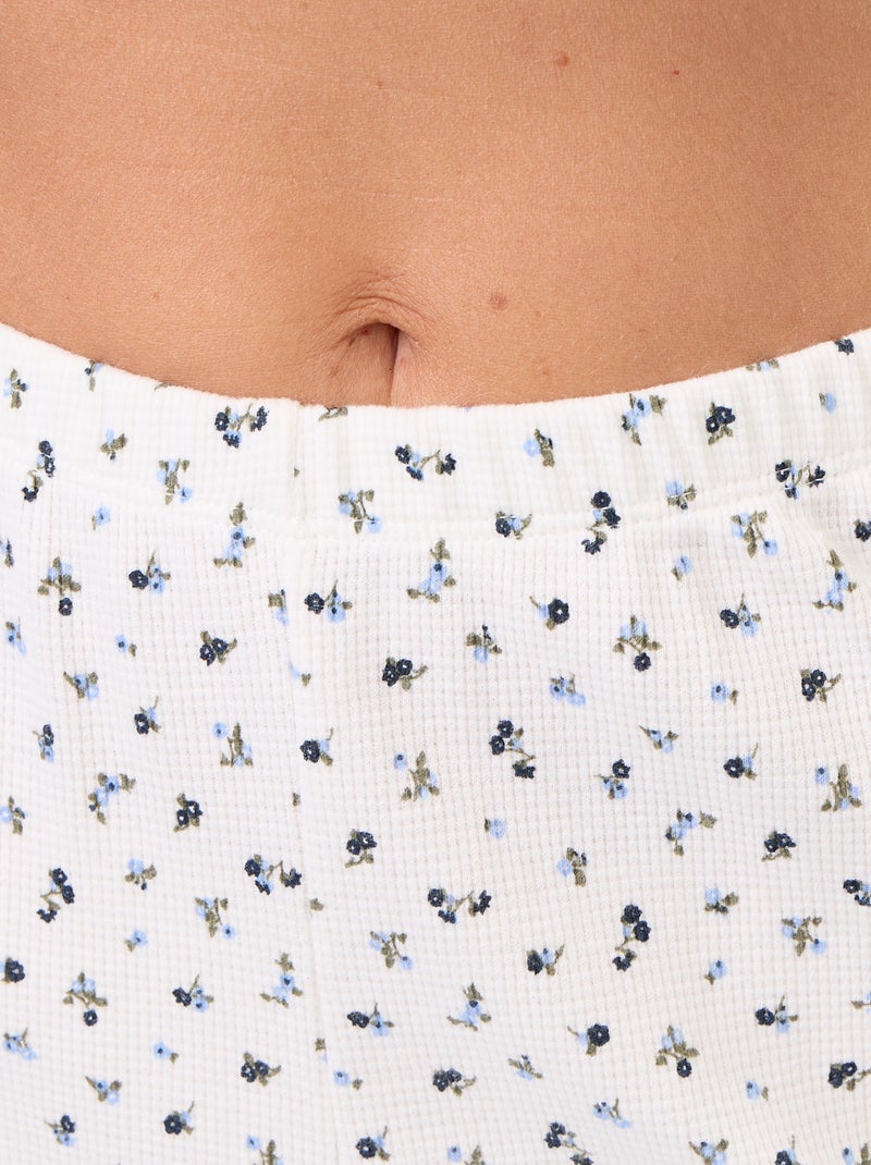 Pijama gofrado camiseta + pantalón estampado - 2 piezas Blanco - Kiabi