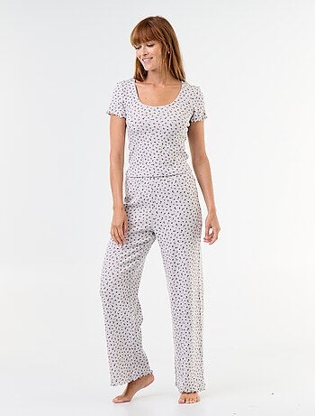Pijama gofrado camiseta + pantalón estampado - 2 piezas