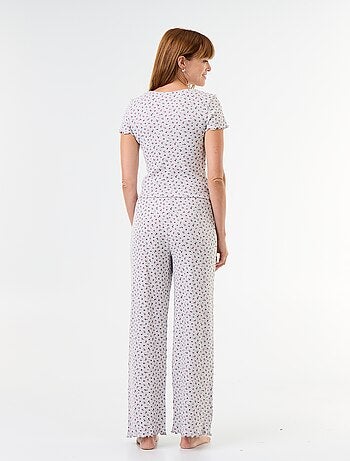 Pijama gofrado camiseta + pantalón estampado - 2 piezas