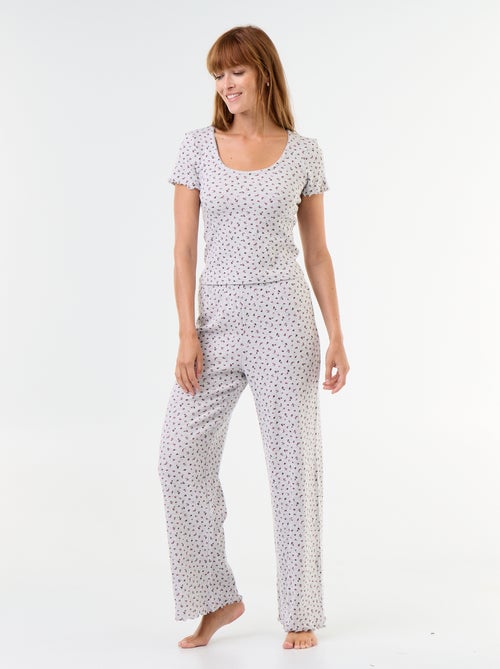 Pijama gofrado camiseta + pantalón estampado - 2 piezas - Kiabi Pijama gofrado camiseta + pantalón estampado - 2 piezas - Kiabi