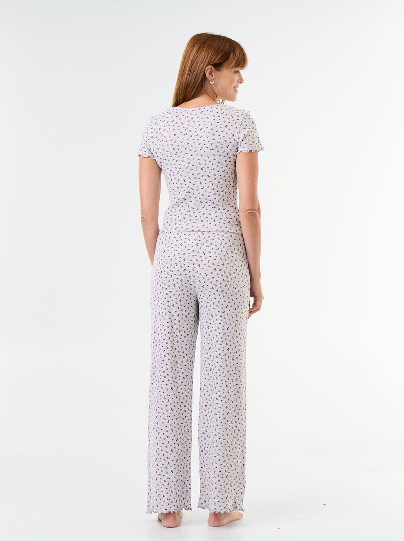 Pijama gofrado camiseta + pantalón estampado - 2 piezas Gris - Kiabi