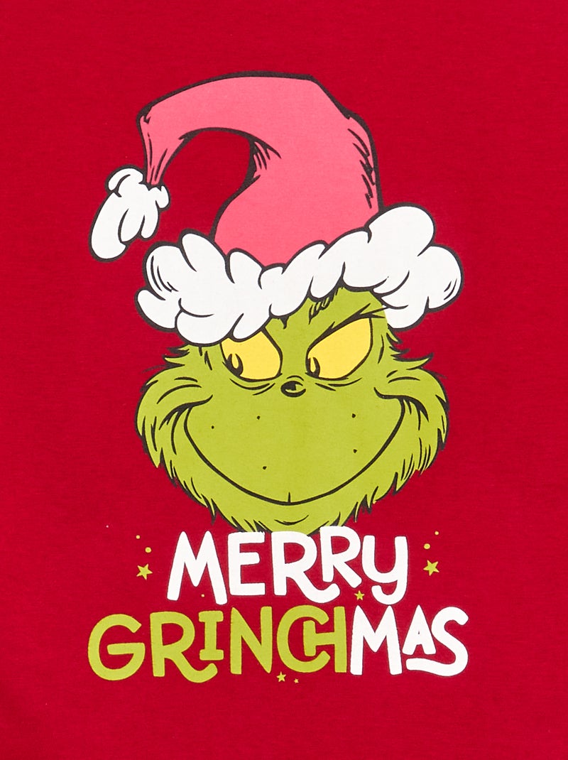 Pijama 'Grinch' de 2 piezas - Camiseta de manga larga + pantalón Rojo - Kiabi
