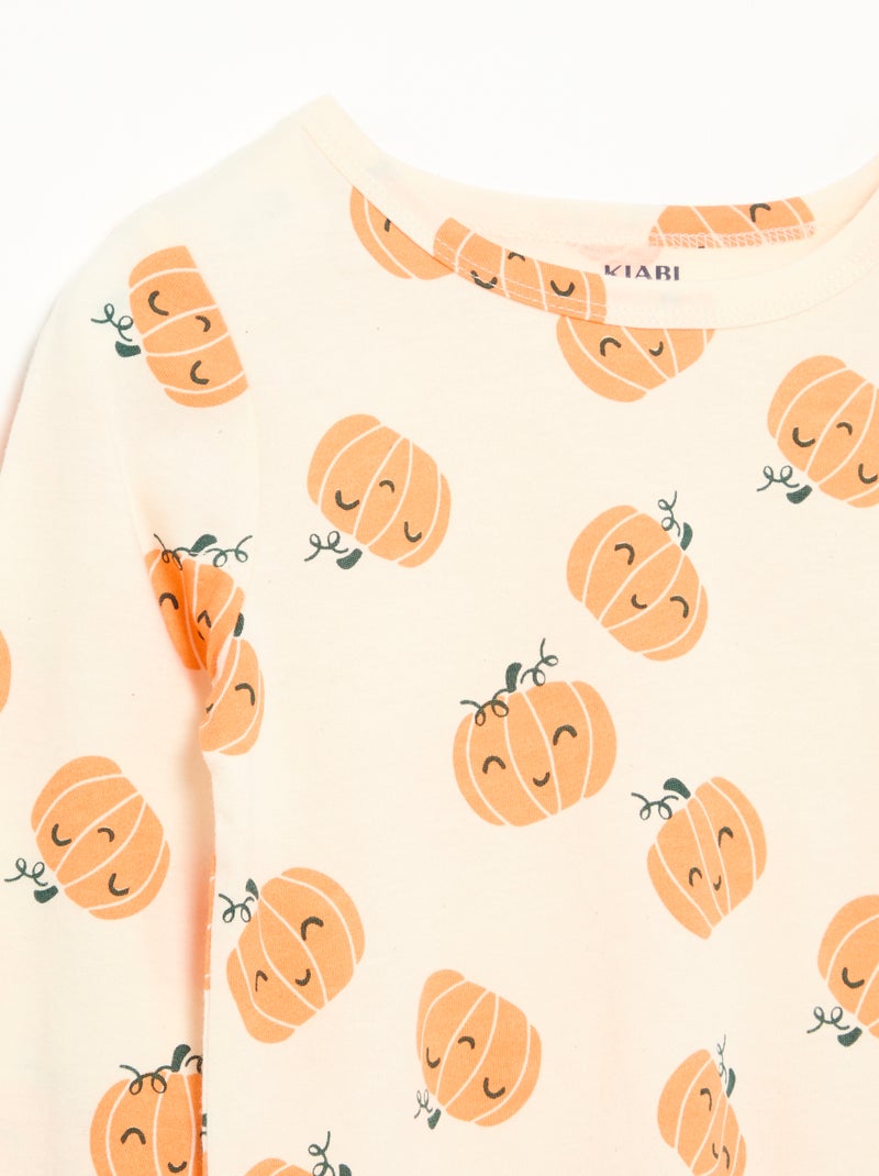 Pijama 'Halloween' 2 piezas - Camiseta de manga larga + pantalón Beige - Kiabi