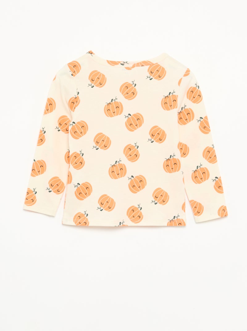 Pijama 'Halloween' 2 piezas - Camiseta de manga larga + pantalón Beige - Kiabi