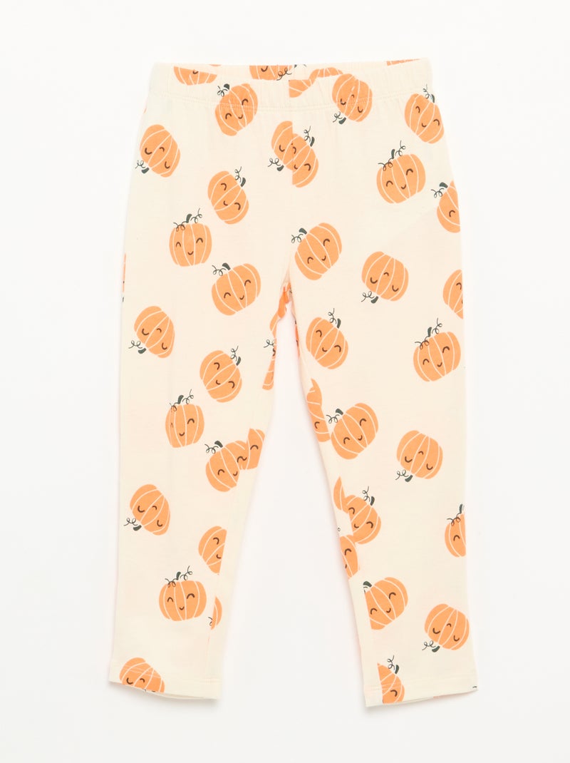 Pijama 'Halloween' 2 piezas - Camiseta de manga larga + pantalón Beige - Kiabi