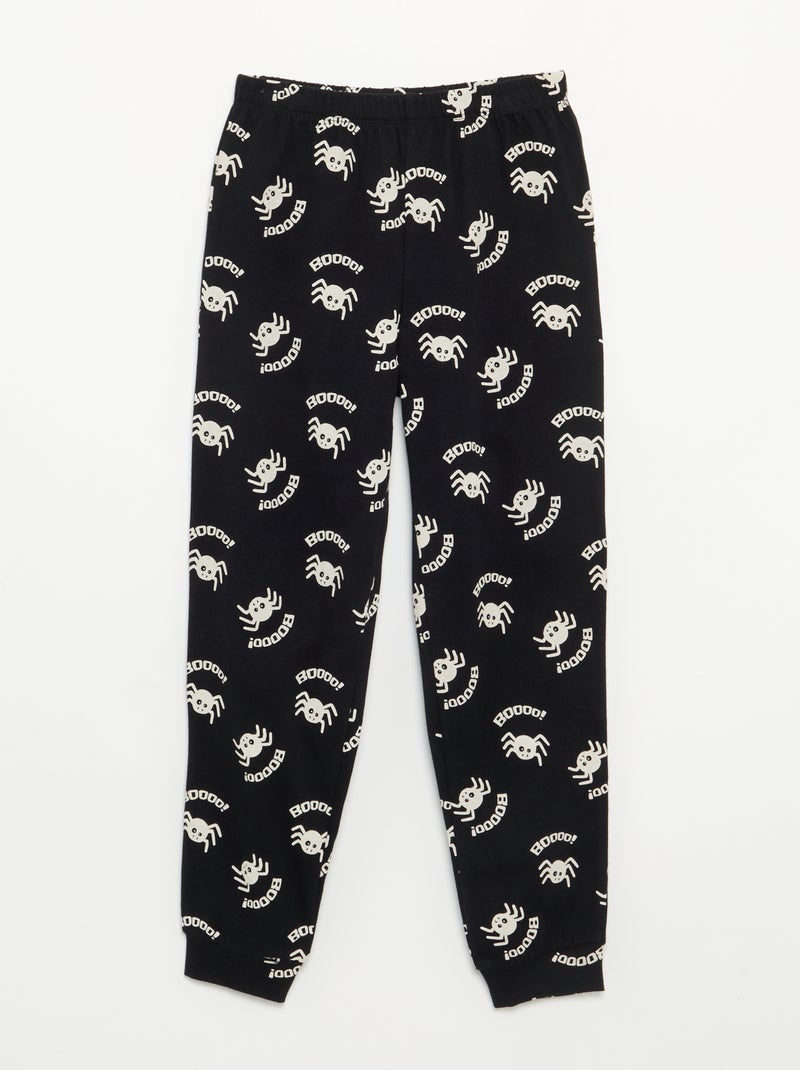 Pijama 'Halloween' de 2 piezas - Camiseta de manga larga + pantalón Negro - Kiabi