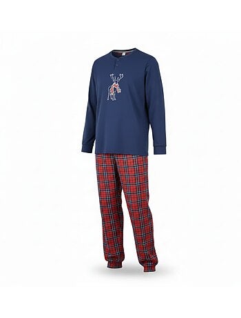 Pijama hombre algodón bordado ciervo escocés ozabi