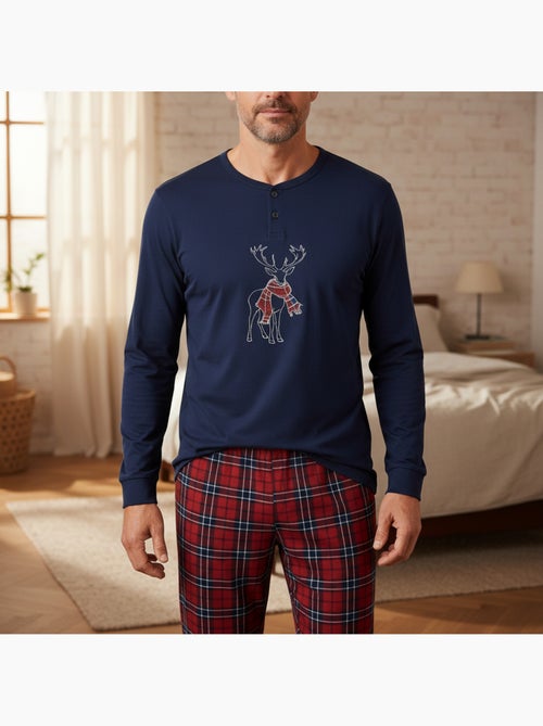 Pijama hombre algodón bordado ciervo escocés ozabi - Kiabi Pijama hombre algodón bordado ciervo escocés ozabi - Kiabi