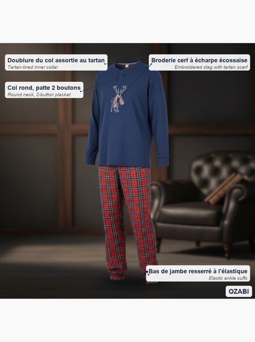 Pijama hombre algodón bordado ciervo escocés ozabi - Kiabi Pijama hombre algodón bordado ciervo escocés ozabi - Kiabi
