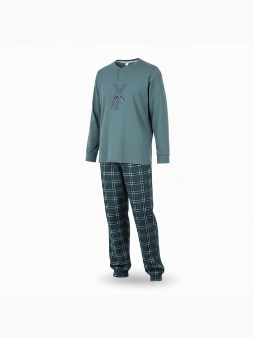 Pijama hombre algodón bordado ciervo escocés ozabi - Kiabi
