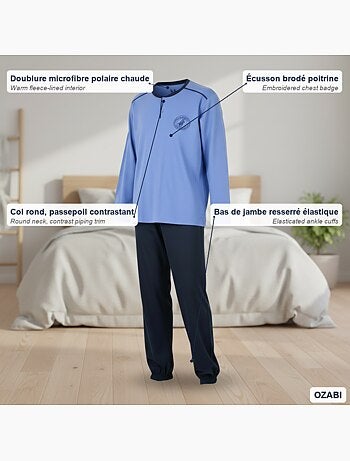 Pijama hombre forrado polar escudo bordado ozabi