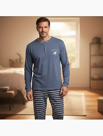 Pijama hombre forrado polar escudo bordado ozabi